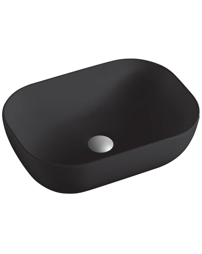 Due Lavabo Sobre Encimera Cerámico Negro Mate | Lavamanos Baño para Encimera Rectangular | 45,5cm x 33cm