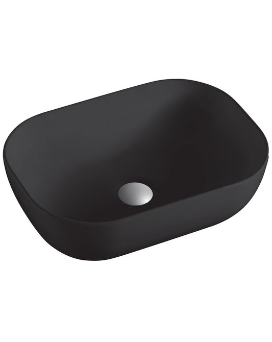 Due Matte Black Ceramic Countertop Washbasin | Rectangular Countertop Bathroom Sink | 45.5cm x 33cm 