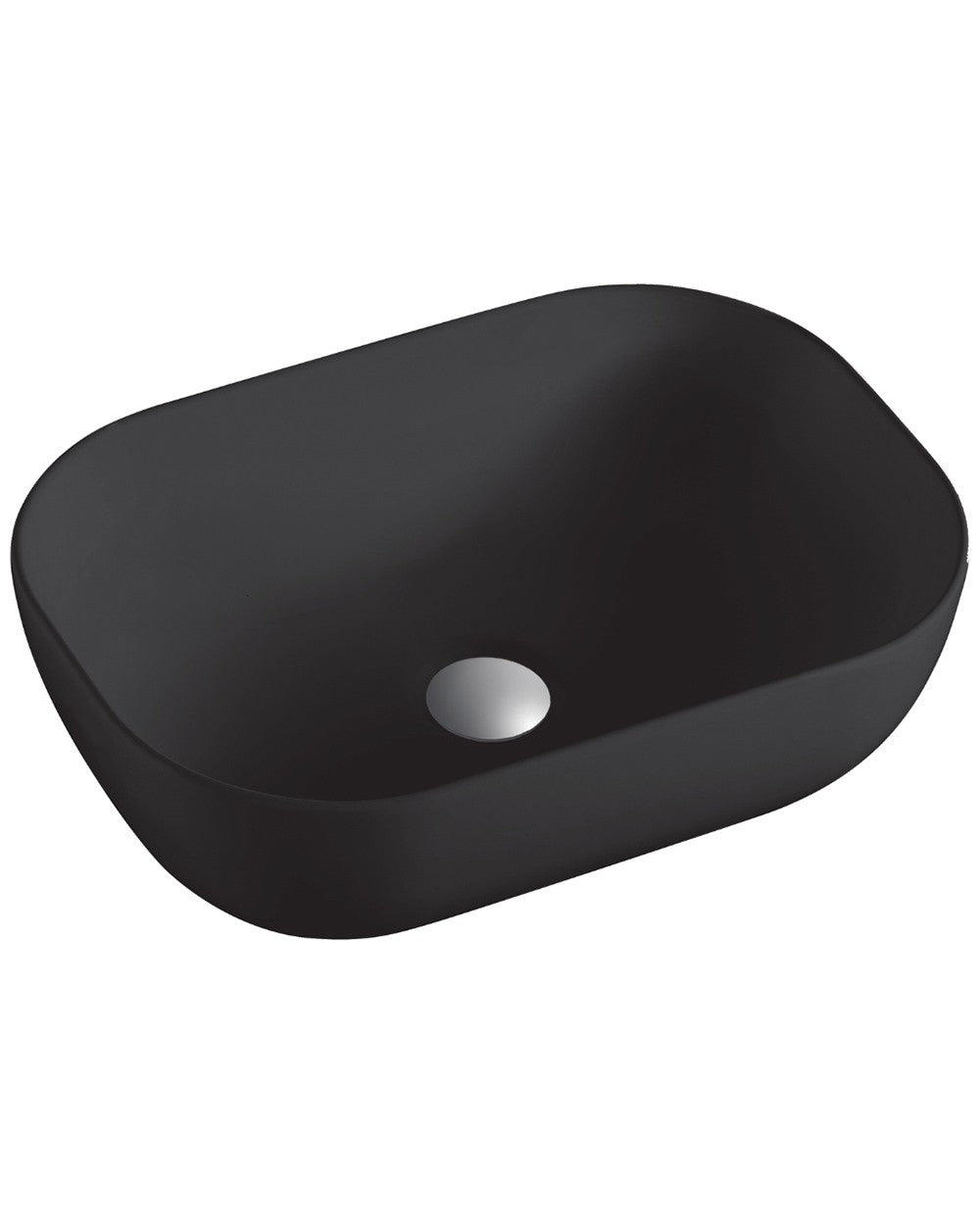 Due Lavabo Sobre Encimera Cerámico Negro Mate | Lavamanos Baño para Encimera Rectangular | 45,5cm x 33cm - 