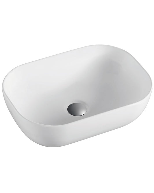 Due White Matte Ceramic Countertop Washbasin | Rectangular Countertop Bathroom Sink | 45.5cm x 33cm 