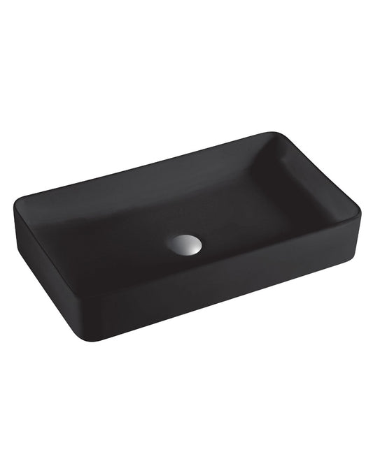 Tre Matte Black Ceramic Countertop Washbasin | Rectangular Countertop Bathroom Sink | 51cm x 35cm 