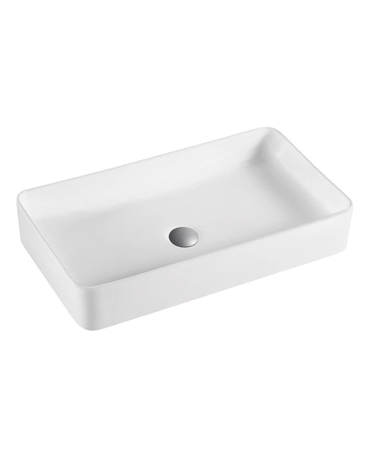 Tre White Matte Ceramic Countertop Washbasin | Rectangular Countertop Bathroom Sink | 51cm x 35cm 