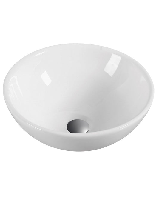 Lavabo à poser en céramique blanc brillant Otto | Lavabo de salle de bain ovale à comptoir | 40 cm de diamètre 