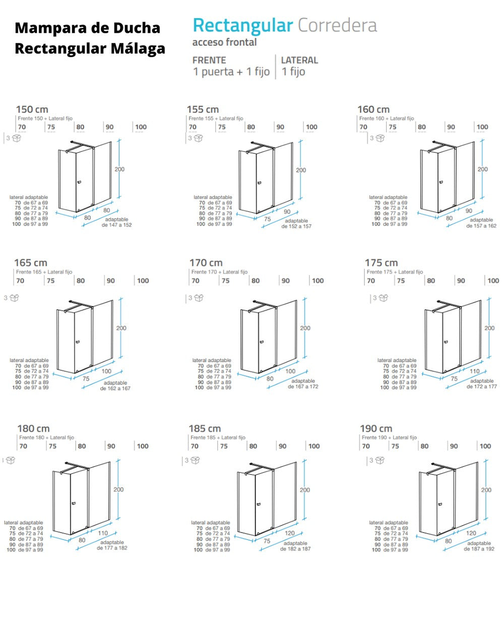 mampara-de-ducha-rectangular-frontal-corredera-1-puerta-1-fijo-negro-malaga-acabado-frente-ducha-transparente-color-perfilería-mamparas-negro-mate-tamaño-frente-de-ducha-malaga-rectangular-190-cm-(adaptable-187-192cm)-tamaño-lateral-de-ducha-malaga-rectangular-100-cm-(adaptable-97-99cm)