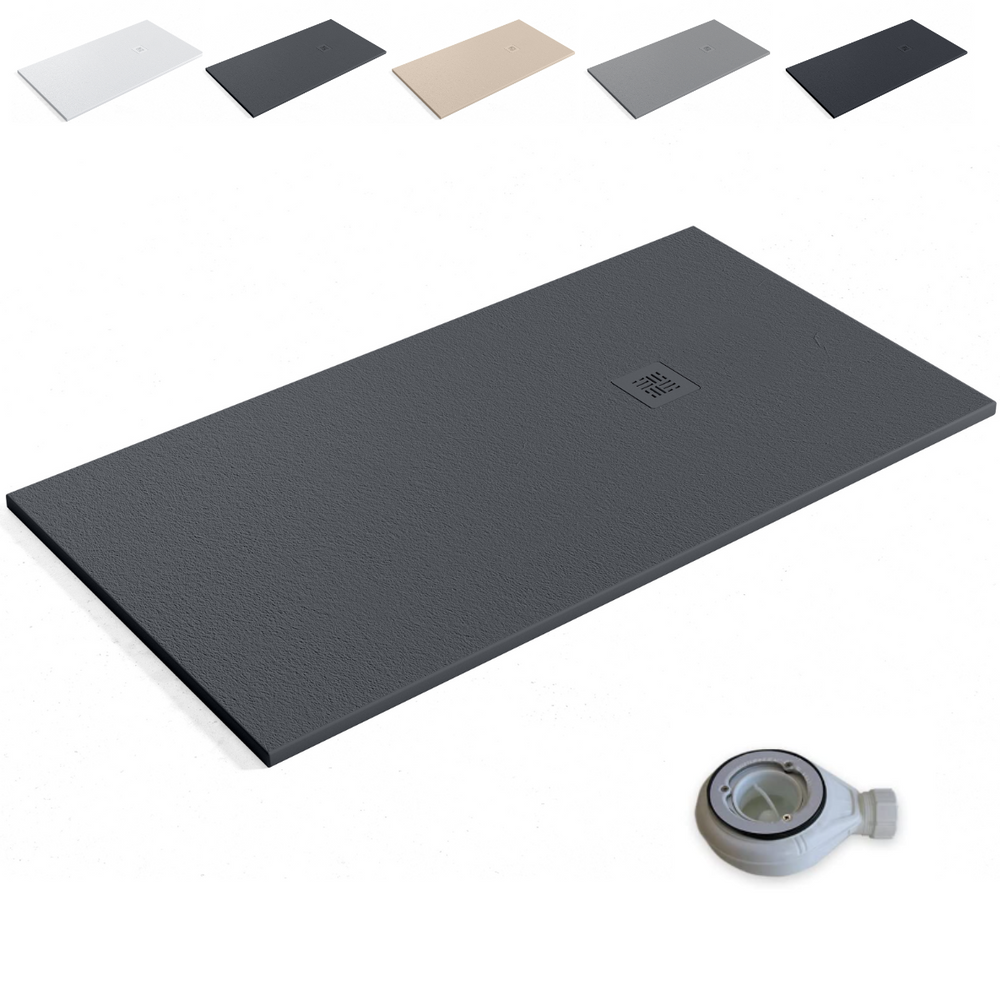 Base de chuveiro de resina extra plana Nice Plus | Antiderrapante | Válvula de drenagem e grelha - 