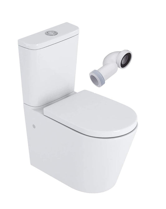 Gin Compact Wall Mounted Toilet | Glossy White | Rimless System and Reduced Depth | Seat with Soft Close