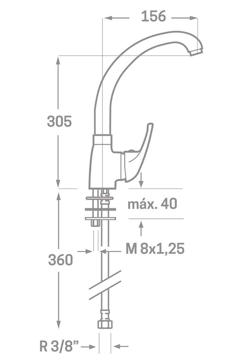 Enkel vertical sink mixer with cast spout