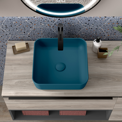 Lavatório de apoio de cerâmica branca fosca Otto | Pia de banheiro de bancada oval | 40cm de diâmetro 