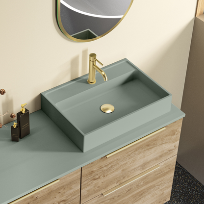 Lavatório de apoio de cerâmica branca fosca Otto | Pia de banheiro de bancada oval | 40cm de diâmetro 