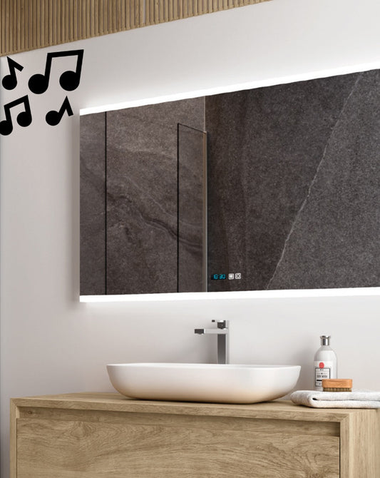 Miroir mural de salle de bain à pois | Capteur tactile marche/arrêt | Miroir de salle de bain à LED | Lecteur de musique Bluetooth 