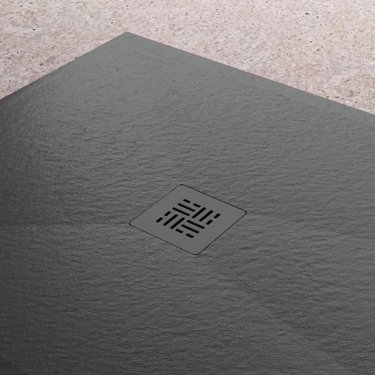 Base de chuveiro de resina extra plana Nice Plus | Antiderrapante | Válvula de drenagem e grelha