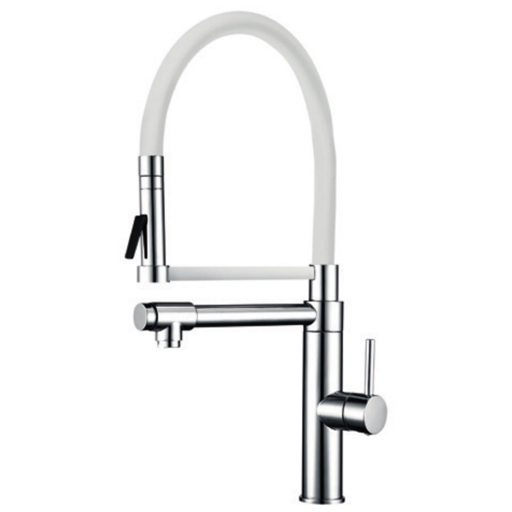 Single-lever vertical sink mixer with spout | White - 