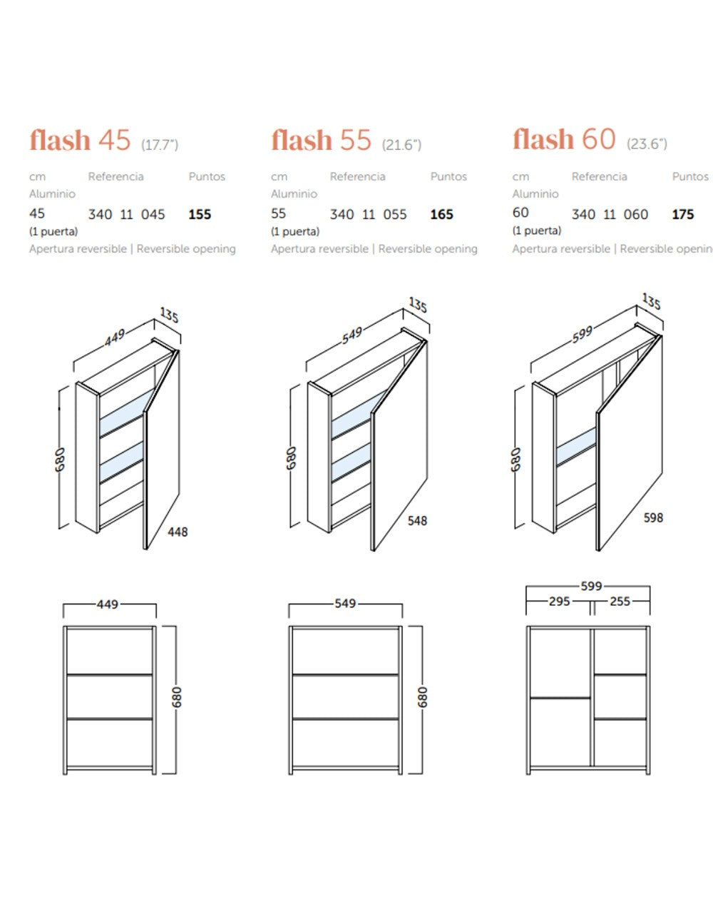 Flash Bathroom Dressing Room with Mirror | Bathroom Dressing Room with Mirror and Glass Shelves | Bathroom Dressing Room 45-55-60-70-80cm 