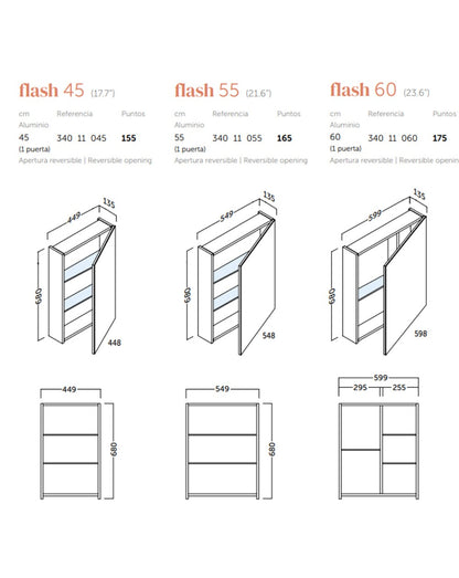 Flash Bathroom Dressing Room with Mirror | Bathroom Dressing Room with Mirror and Glass Shelves | Bathroom Dressing Room 45-55-60-70-80cm 