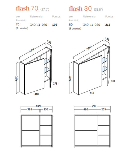 Flash Bathroom Dressing Room with Mirror | Bathroom Dressing Room with Mirror and Glass Shelves | Bathroom Dressing Room 45-55-60-70-80cm 