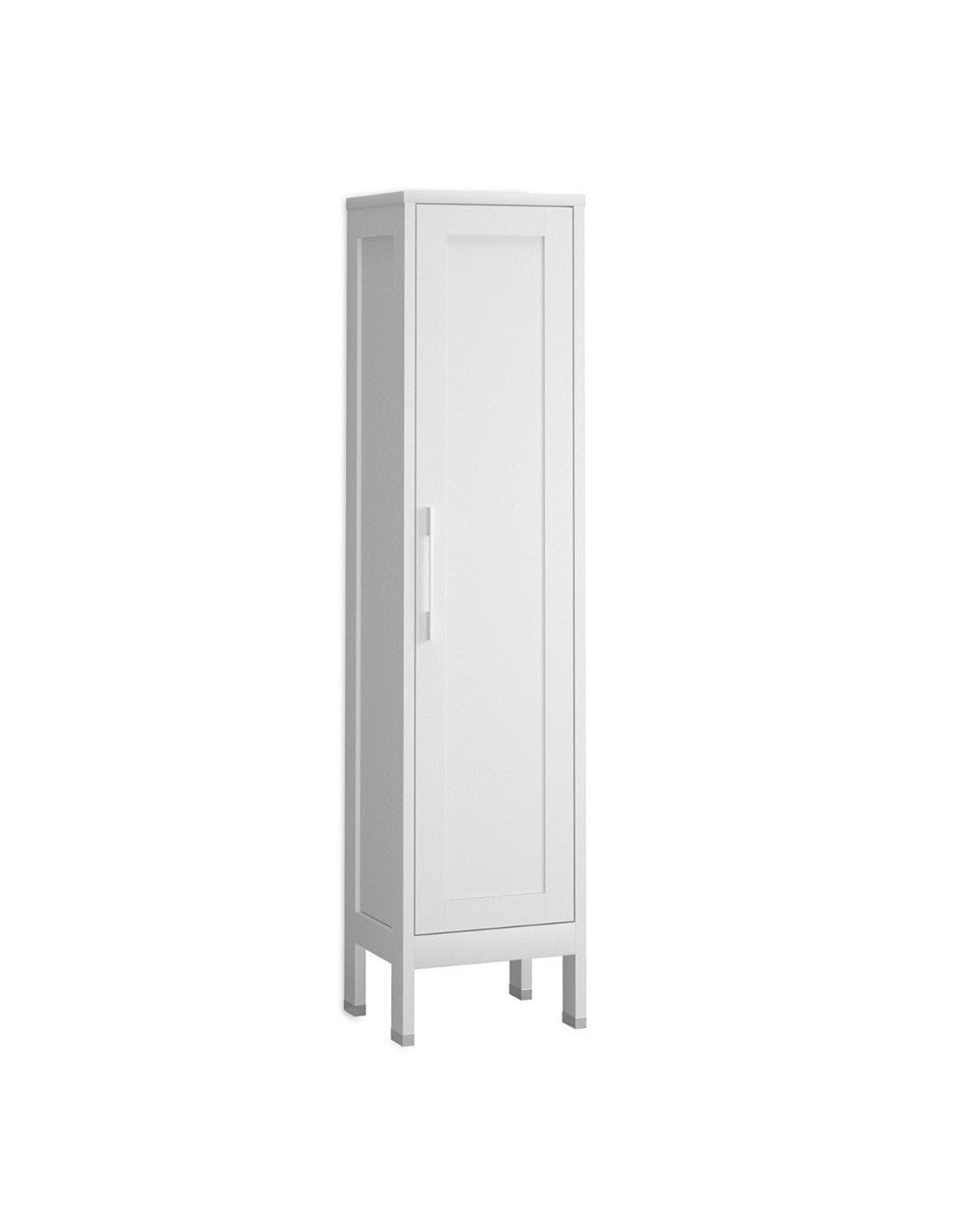 Coluna para banheiro de piso Toscana 1 porta | Armário de Casa de Banho Alto com Pés 160x35,7x32,5cm | Branco fosco  - 