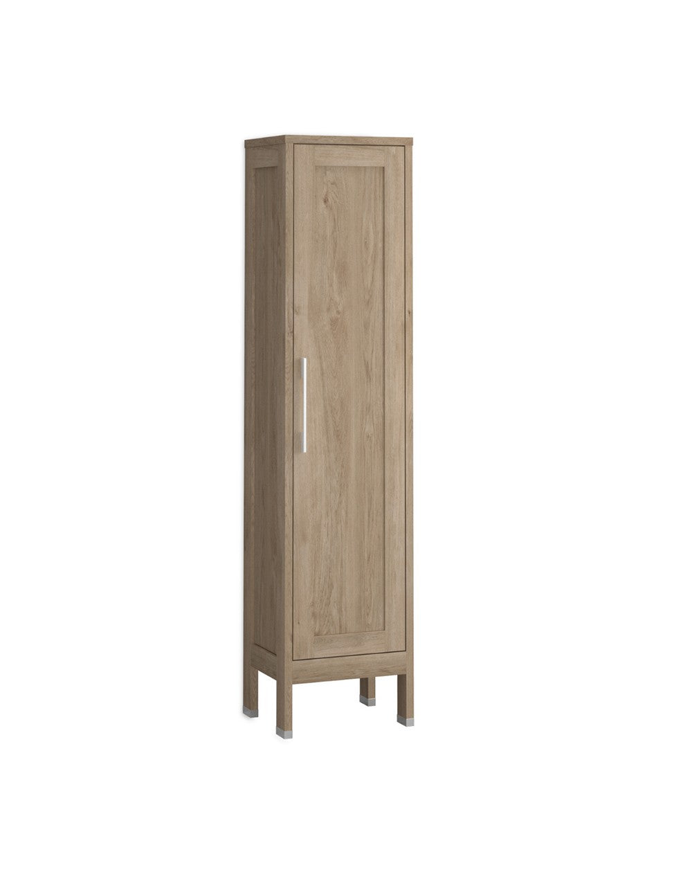 Tuscany Floor Standing Bathroom Cabinet 1 Door | Tall Bathroom Cabinet with Legs 160x35.7x32.5cm | Natural Oak  - 