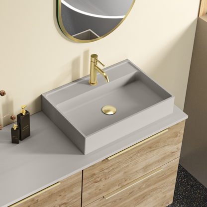 Lavatório de apoio de cerâmica branca fosca Otto | Pia de banheiro de bancada oval | 40cm de diâmetro 