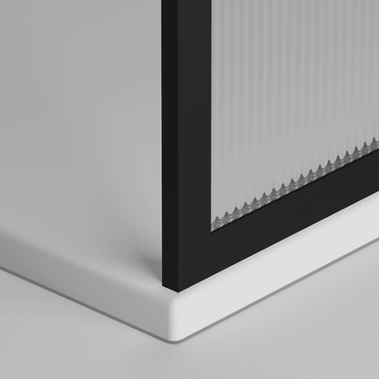 Mampara Ducha Fija Acanalado | Panel Fijo Ducha Vidrio Acanalado 8mm Antical y 195cm de Altura| Mampara Walk In Enmarcada Perfil Negro