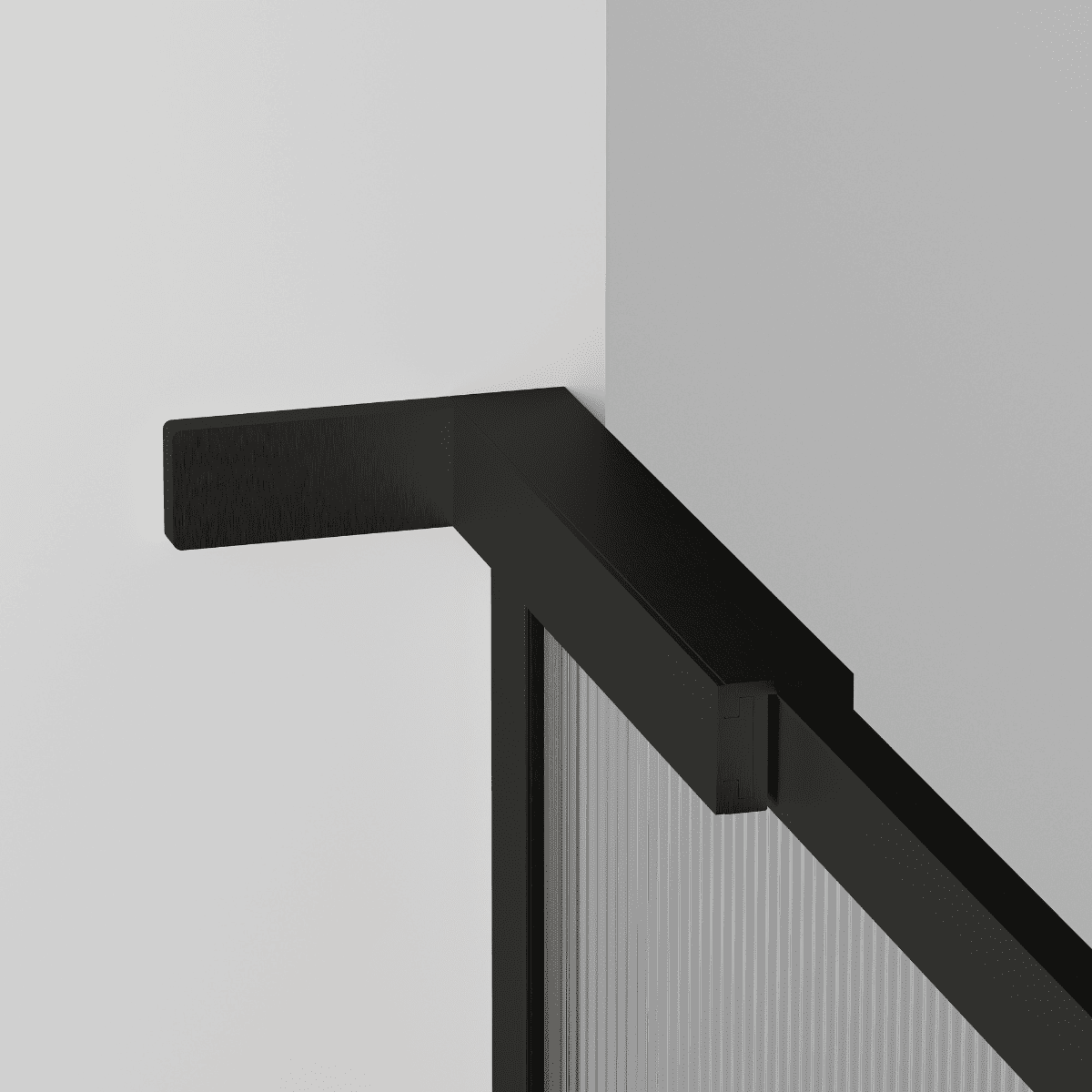 Mampara Ducha Fija Acanalado | Panel Fijo Ducha Vidrio Acanalado 8mm Antical y 195cm de Altura| Mampara Walk In Enmarcada Perfil Negro