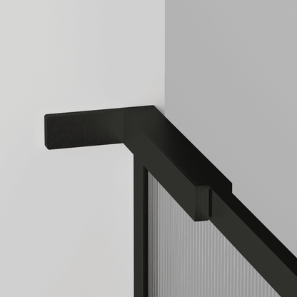 Mampara Ducha Fija Acanalado | Panel Fijo Ducha Vidrio Acanalado 8mm Antical y 195cm de Altura| Mampara Walk In Enmarcada Perfil Negro