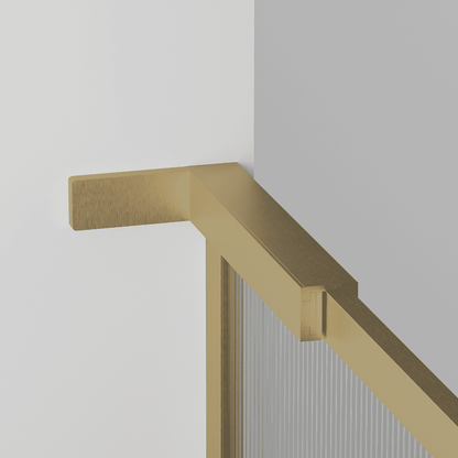 Mampara Ducha Fija Acanalado | Panel Fijo Ducha Vidrio Acanalado 8mm Antical y 195cm de Altura| Mampara Walk In Enmarcada Perfil Oro