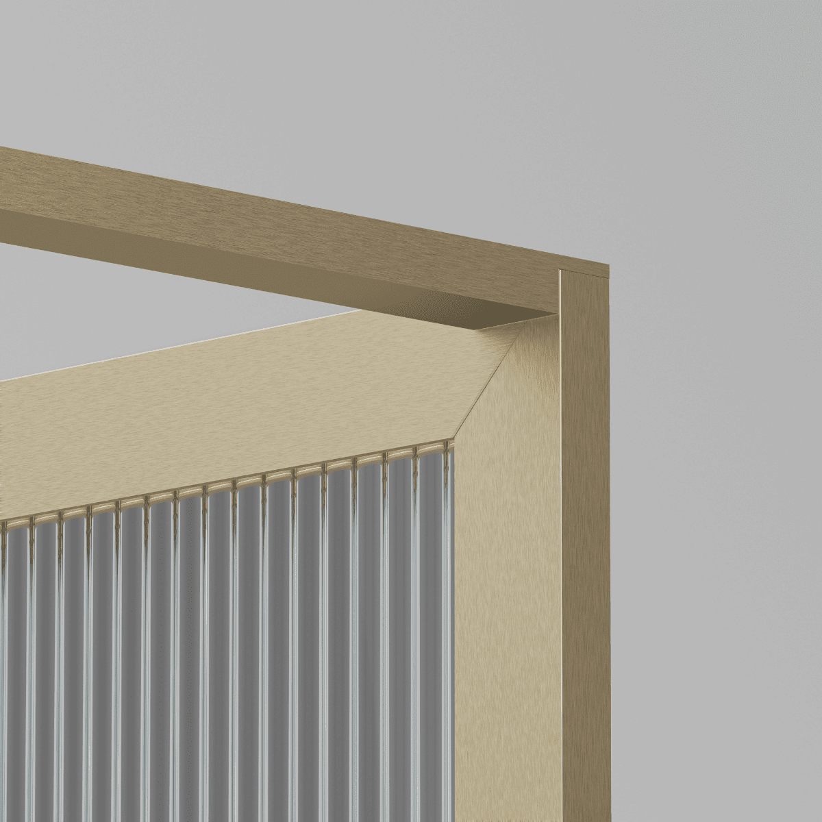 Mampara Ducha Fija Acanalado | Panel Fijo Ducha Vidrio Acanalado 8mm Antical y 195cm de Altura| Mampara Walk In Enmarcada Perfil Oro