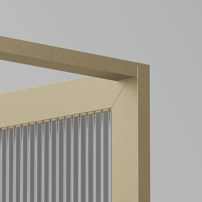 Mampara Ducha Fija Acanalado | Panel Fijo Ducha Vidrio Acanalado 8mm Antical y 195cm de Altura| Mampara Walk In Enmarcada Perfil Oro