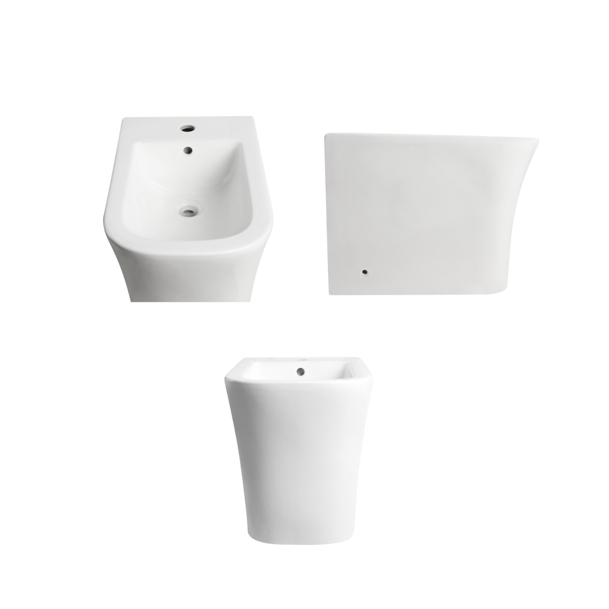 Aten Wc Inodoro Completo Compacto Adosado a Pared Cuadrado con Sistema Rimless | Wc Completo con Salida Dual y Asiento Amortiguado + Bide