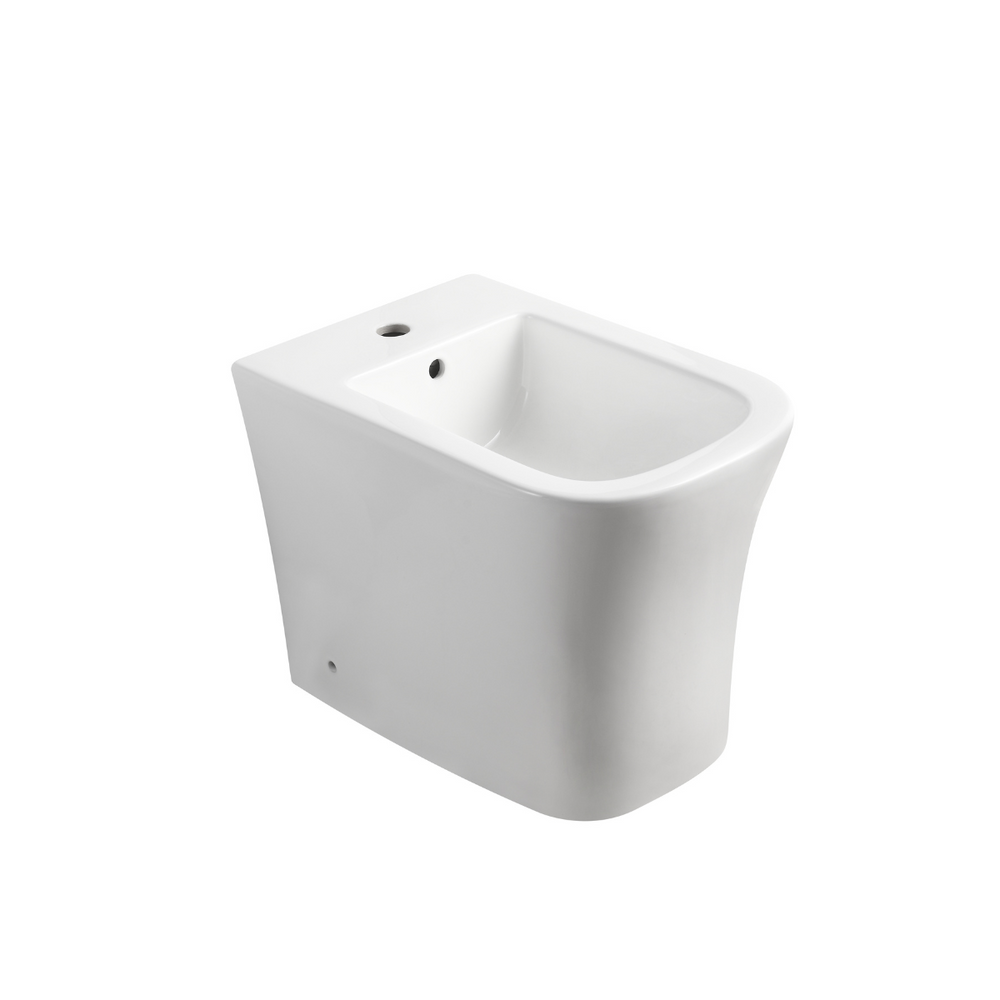 Aten Bidet a suelo ceramico de Bano | Bide Adosado a Pared de Fondo Reducido Cuadrado Sin Tapa - 