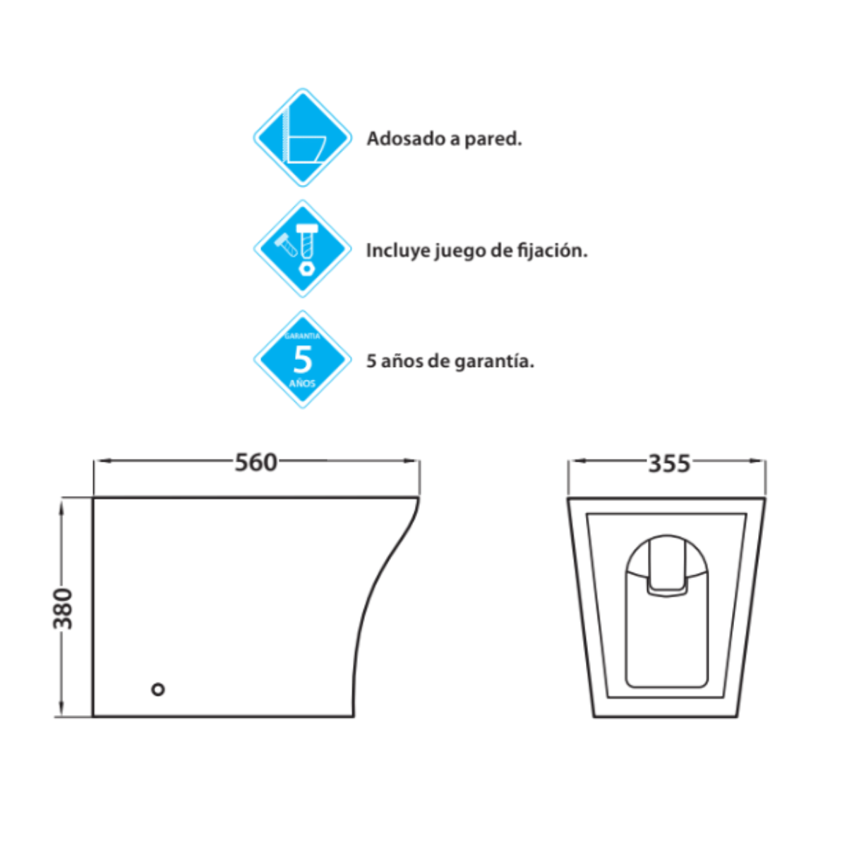 Olimp Bidet a suelo ceramico de Bano | Bide Adosado a Pared de Fondo Reducido Redondo Sin Tapa