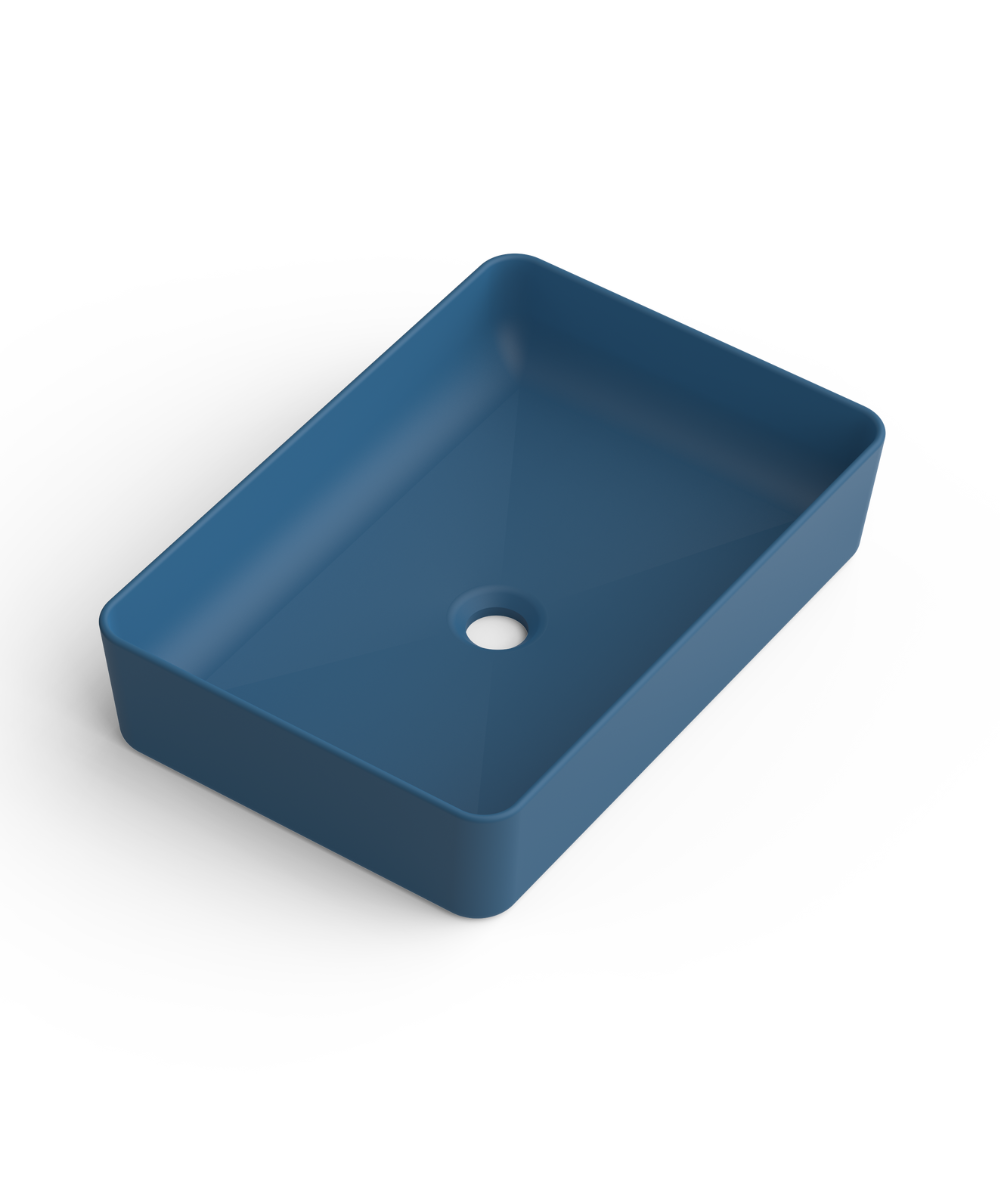 Curazao Lavabo Sobre Encimera Resina y Carga Mineral Blue Space | Lavamanos Baño para Encimera Rectangular | 51x34cm - 