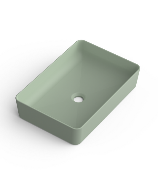 Curazao Lavabo Sobre Encimera Resina y Carga Mineral Leaf | Lavamanos Baño para Encimera Rectangular | 51x34cm