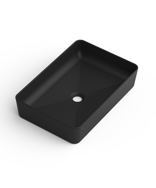 Saona Countertop Washbasin in Gray Resin | Rectangular Countertop Bathroom Sink | 51.5 cm