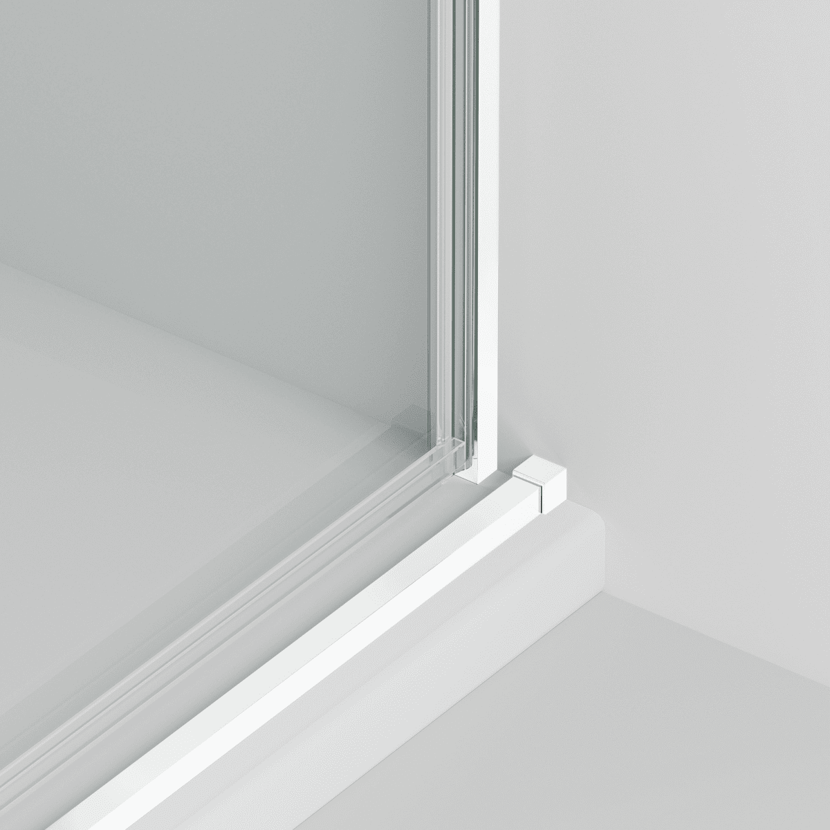 Vallance Mampara Ducha Frontal 1 puerta 1 fijo Corredera | Vidrio Templado 6mm Antical Transparente | Perfil Blanco