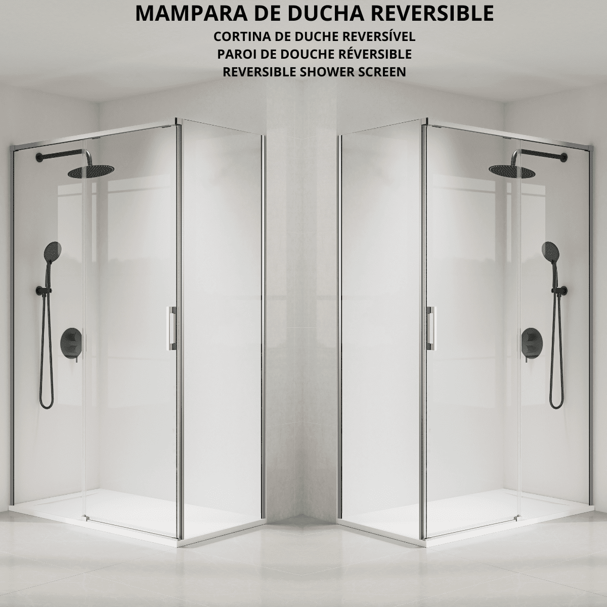 Vallance Rectangular Sliding Front-Entry Shower Enclosure | 6 mm Transparent Anti-Limescale Tempered Glass | Brushed Steel Profile