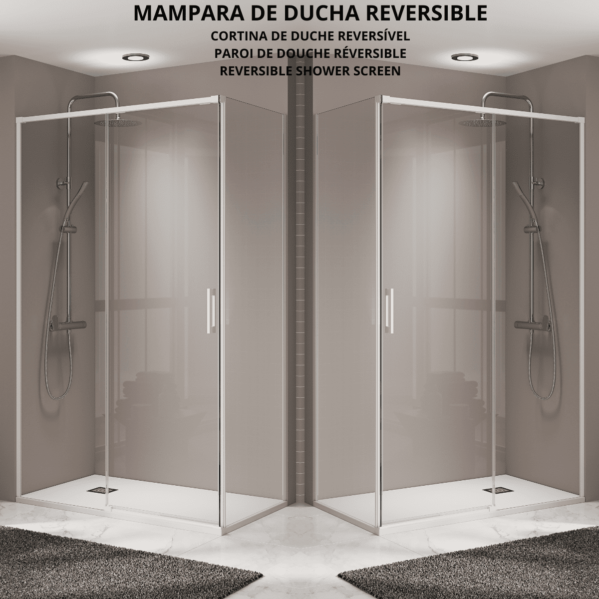 Vallance Mampara Ducha Rectangular Corredera Acceso Frontal | Vidrio Templado 6mm Antical Transparente | Perfil Blanco