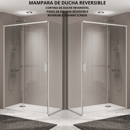 Vallance Mampara Ducha Rectangular Corredera Acceso Frontal | Vidrio Templado 6mm Antical Transparente | Perfil Blanco