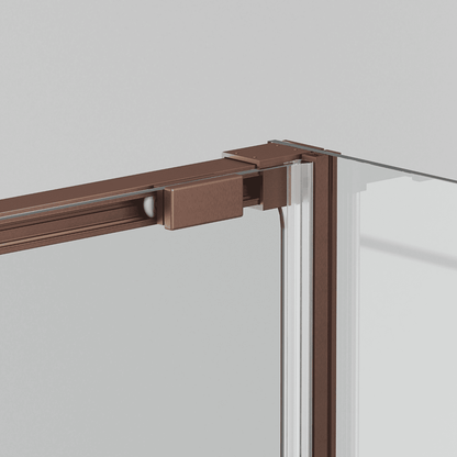 Paroi de douche rectangulaire coulissante Vallance à accès frontal | Verre trempé 6 mm anti-calcaire transparent | Profilé cuivre