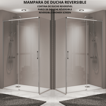 Vallance : paroi de douche rectangulaire coulissante à accès frontal | Verre trempé 6 mm anti-calcaire transparent | Profilé chromé brillant