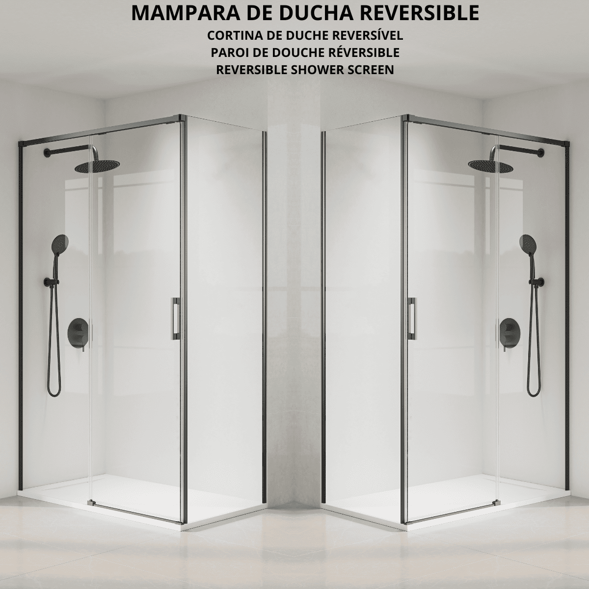 Vallance Rectangular Sliding Front-Entry Shower Enclosure | 6 mm Transparent Anti-Limescale Tempered Glass | Gunmetal Profile