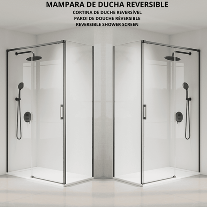 Vallance Rectangular Sliding Front-Entry Shower Enclosure | 6 mm Transparent Anti-Limescale Tempered Glass | Gunmetal Profile