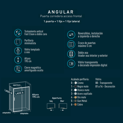 Vallance : paroi de douche rectangulaire coulissante à accès frontal | Verre trempé 6 mm anti-calcaire transparent | Profilé chromé brillant