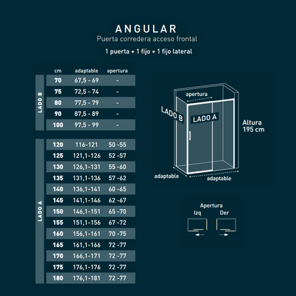 Vallance : paroi de douche rectangulaire coulissante à accès frontal | Verre trempé 6 mm anti-calcaire transparent | Profilé chromé brillant