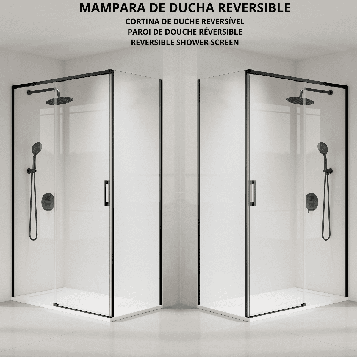 Vallance Paroi de douche rectangulaire coulissante à accès frontal | Verre trempé 6 mm anti-calcaire transparent | Profilé noir