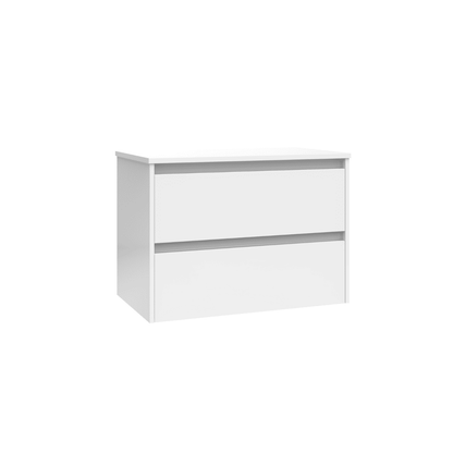 Mueble de Baño Suspendido con Lavabo Sobreponer Cerámico modelo Veloz| Mueble Volado 2 Cajones | Blanco Brillo