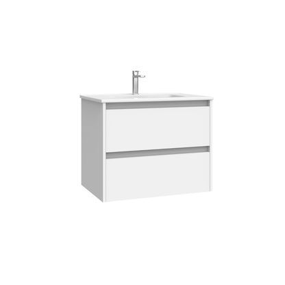 Mueble de Baño Suspendido con Lavabo Cerámico modelo Veloz| Mueble Volado 2 Cajones| Blanco Mate