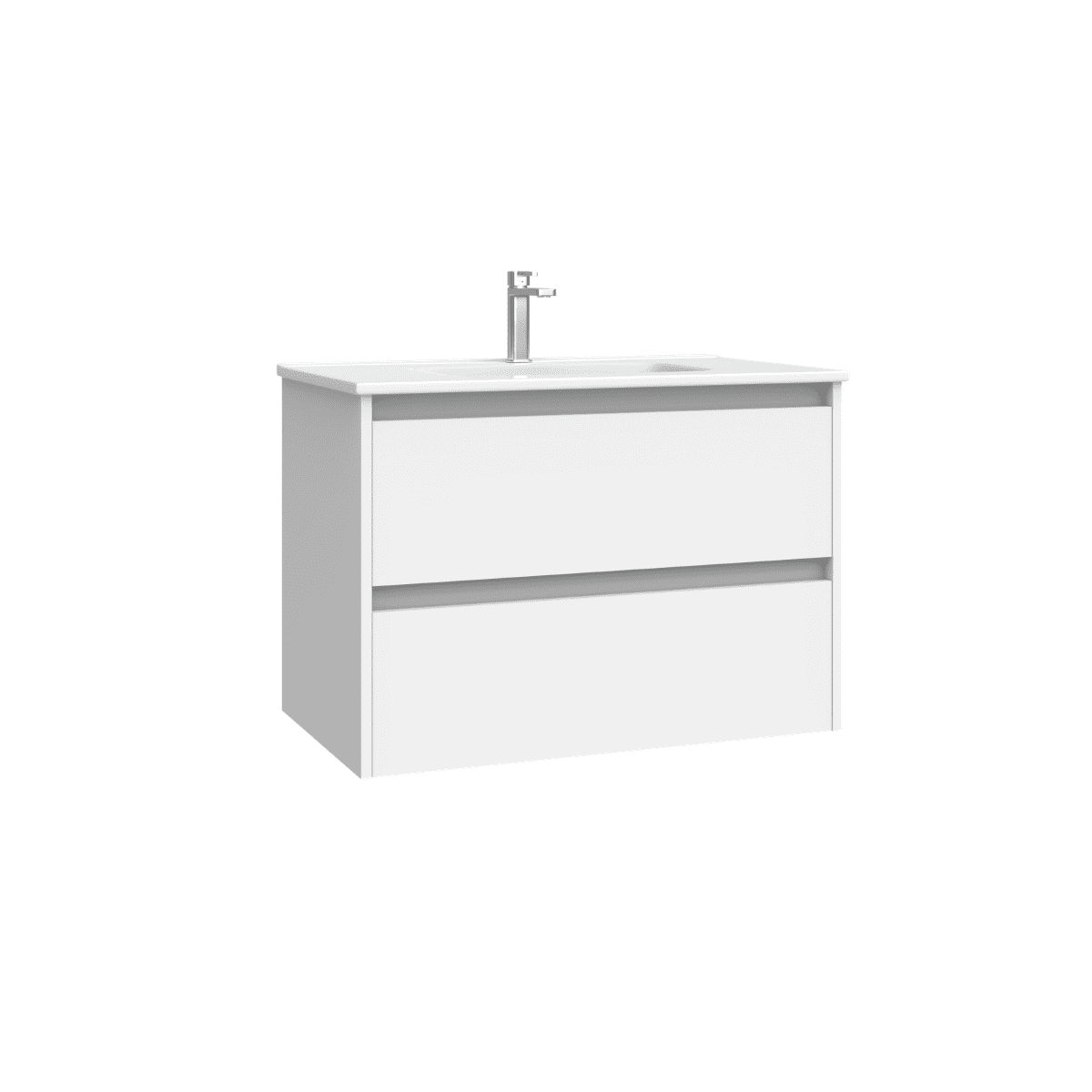 Mueble de Baño Suspendido con Lavabo Cerámico modelo Veloz| Mueble Volado 2 Cajones| Blanco Mate