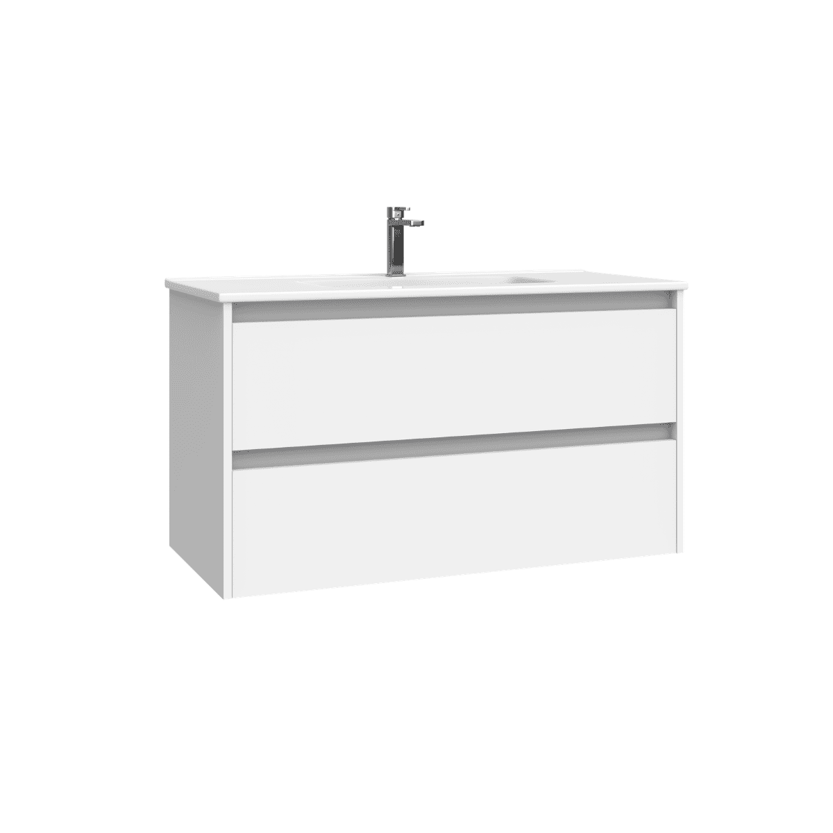 Mueble de Baño Suspendido con Lavabo Cerámico modelo Veloz| Mueble Volado 2 Cajones| Blanco Mate