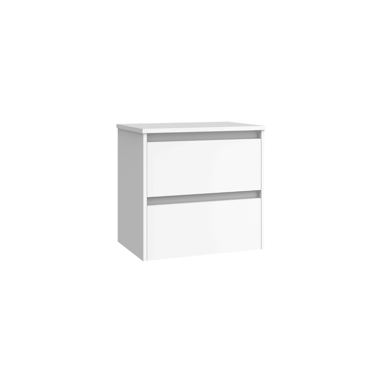 Mueble de Baño Suspendido Fondo Reducido con Lavabo Sobreponer Cerámico para Aseos modelo Veloz| Mueble Volado 2 Cajones | Blanco Mate